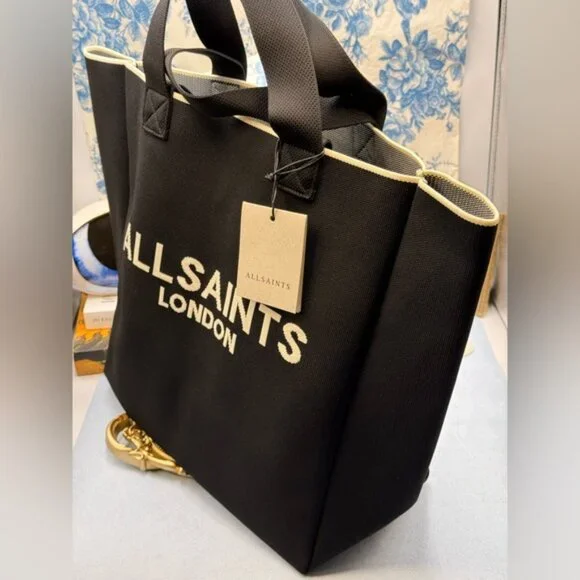 🆕 ALL SAINTS 🧿 NWT Large Izzy East-West Tote, Black/White - Picture 5 of 11